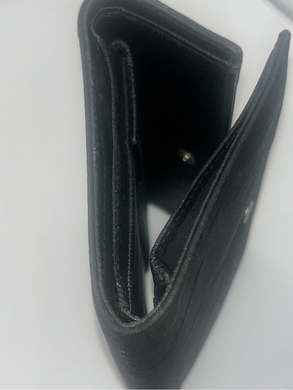 Prada Vintage Black Tessuto Nylon Saffiano Leather Trifold Wallet - Picture 3 of 11